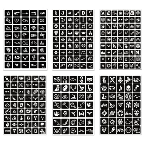 482pc Temporary Tattoo Stencils Kit - 20 Sheets Henna Face Body