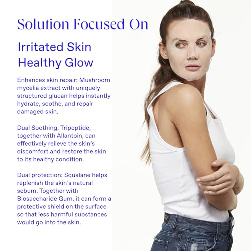BioRepublic Ultra Soothing InvisaMask for Face, with Squalane, Tripeptide, Allantoin | Hydrates, Brightens, & Reduces Swelling and Redness | InvisaMask with Age-Fighting Antioxidants | Pack of 6