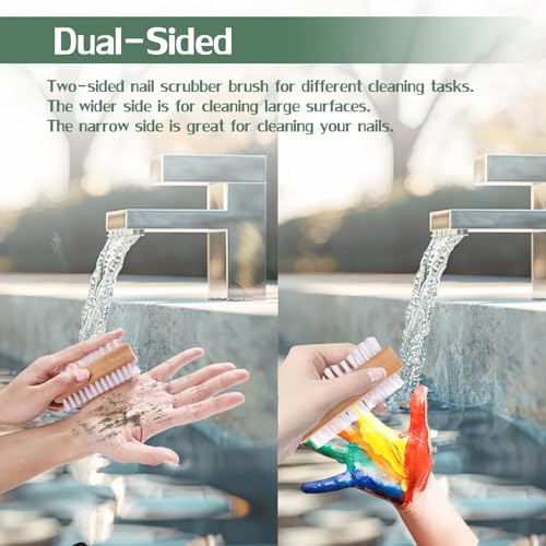 4-Piece Wooden Nail Brush Set with Stiff Bristles for Cleaning
