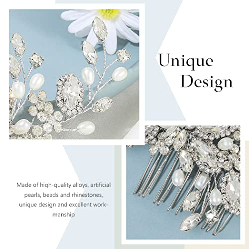 Crystal Bride Wedding Hair Comb with Pearls