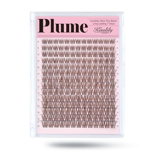 Kisslily Plume Brown Lash Clusters with Invisible Band