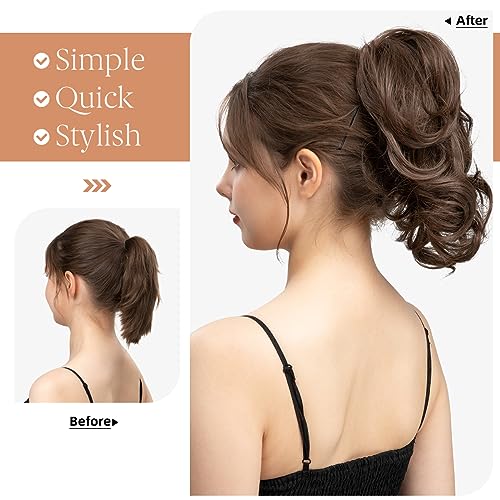 CJL HAIR Claw Clip Ponytail Extensions - Bendable Synthetic Hair Piece