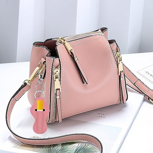 Duufin 16 Pieces Chapstick Holder Keychain with 16 Pieces Metal Clip Cords for Chapstick Tracker and Safeguard