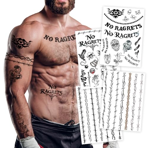 Halloween Temporary Tattoos 4 Sheets - Realistic Fake Tattoo Stickers