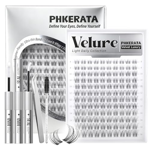 PHKERATA Velure Lash Clusters Kit 120pcs 8-18mm Wispy
