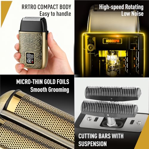 Mens Foil Shavers, Beard Trimmers for Men Professional,Electric Shavers for Men, Mustache Trimmer Face Shaver, Wet/Dry Beard Shaver, 3 Peeds Electric Razor for Face