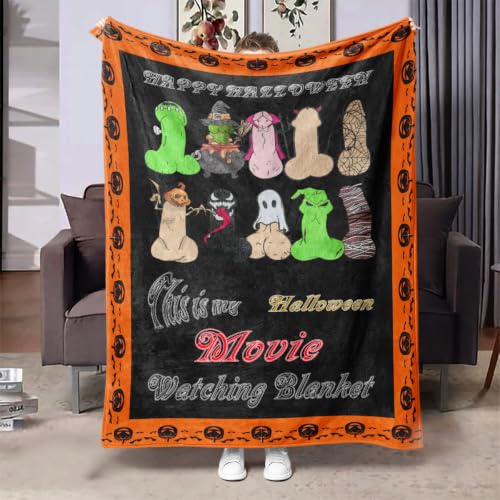 Halloween Movie Watching Throw Blanket - 300GSM Cozy Decor