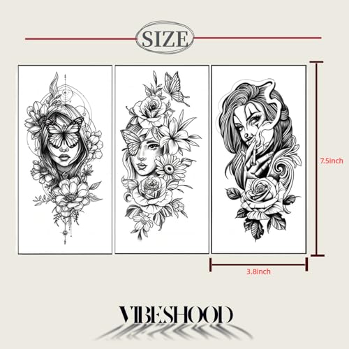 Floral Face Temporary Tattoos - 3 Sheets, 5-7 Days