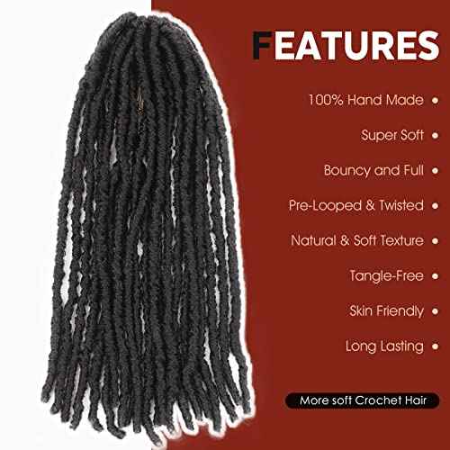 WIGNEE 120 Strands Faux Locs 12 Inches Short Pre-Looped Soft Dreadlock Crochet Hair 6 Packs Pre-Twisted for Black Women (12 Inch, 1B)