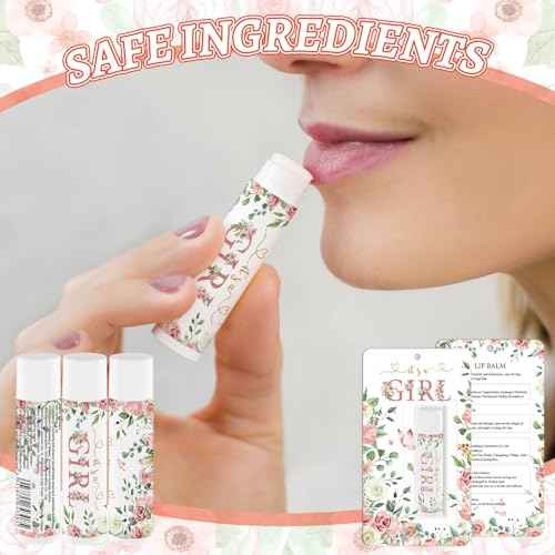 30 Pack Girl Baby Shower Lip Balms Bulk Games Prizes Party Gifts for Guests Friends Colleagues Gender Reveal Favors Decorations Souvenirs Baby Thanksgiving Christmas Gift Bags Stuffers