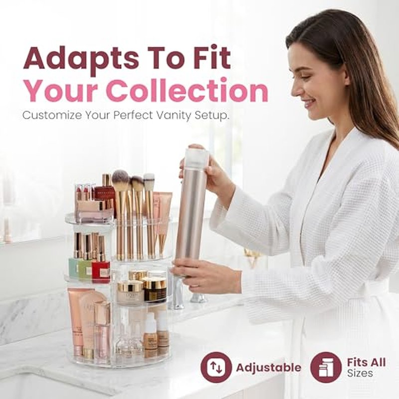 360 Rotating Makeup Organizer - Adjustable Shelf