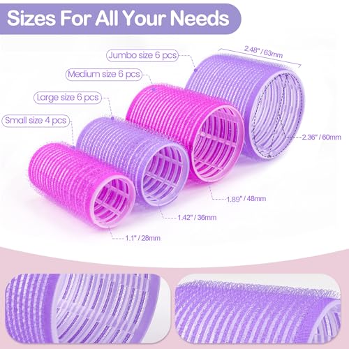 Self-Grip Hair Rollers Set - 22 Rollers + 10 Clips + Bag