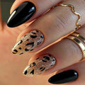 Press On Nails Medium Almond 24Pc French Leopard Glitter