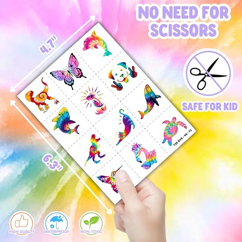 Tie Dye Party Favor Set - 48 Temporary Tattoos & 24 Slap Bracelets