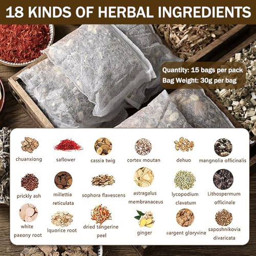 Ouliget Herbal Pedicure Foot Soak Bags - Ginger & Mugwort Bath (15 Pack)