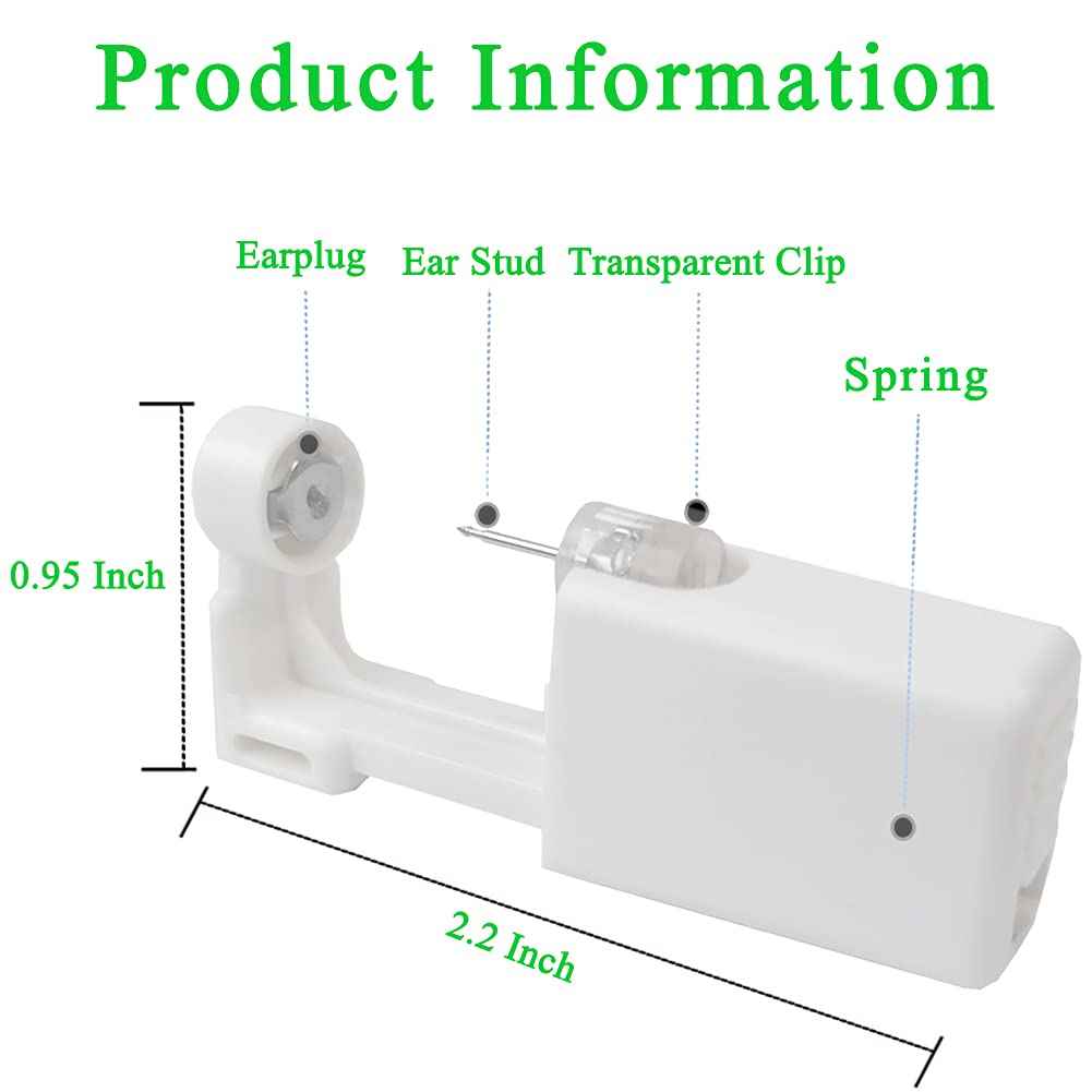 Ear Piercing Gun, 2PCS Self Ear Piercing Kit Ear Studs Kit Disposable Safe Hypoallergenic Stainless Steel Ear Gun Piercing Kit Tools 4mm，Gifts for Friends…
