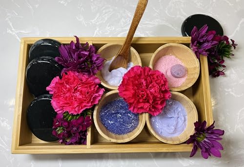 Bamboo Pedicure Spa Tray Set with 4 Bowls & Spoon