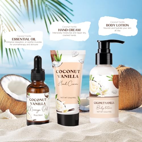 Spa Gift Basket for Women - 8pc Coconut Self Care Set