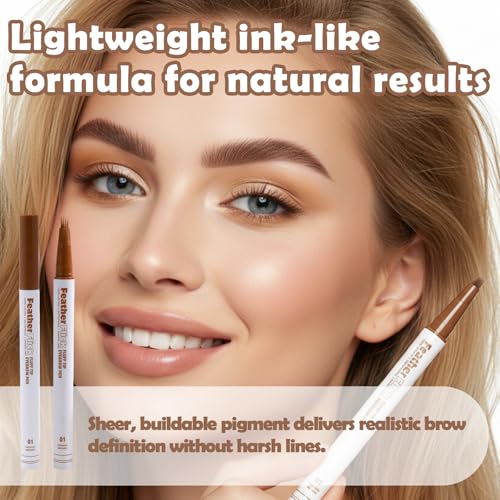 Feather Flick Eyebrow Pen - Hair-Like Brow Strokes, Medium Brown