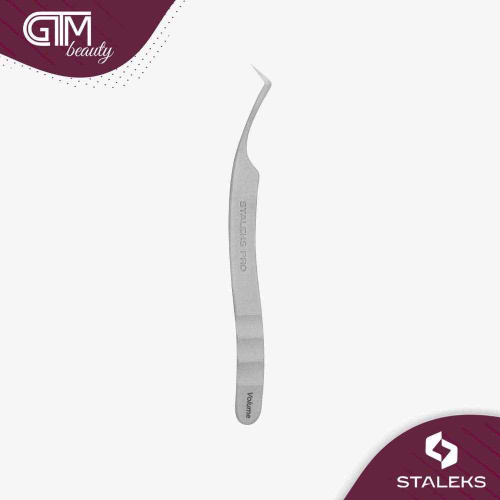 STALEKS PRO Expert 41 Type 2 Professional Eyelash Tweezers (L-Shaped 40°) – Stainless Steel for 2D-8D Volume Lash Extensions & Enhanced Visibility