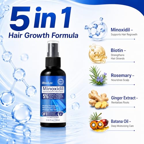 5% Minoxidil Hair Growth Spray - Men & Women, 3 Bottles