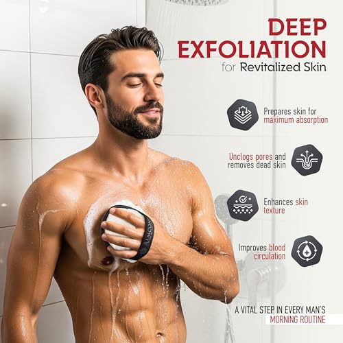 ALMOONI Loofah Sponge Body Scrubber for Men, 2 Count