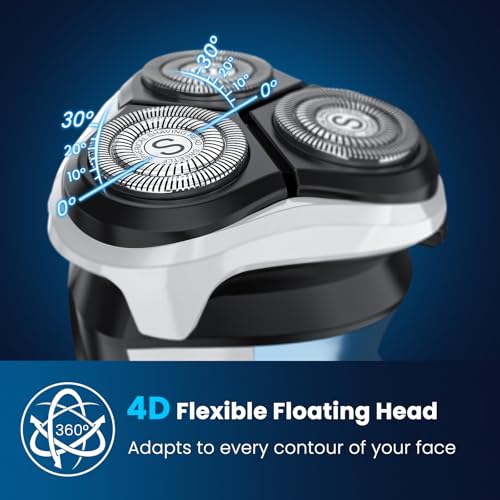 Waterproof Men¡¯s Electric Shaver with Travel Case, Powerful & Quiet, Type C Fast Charge (60min Charge, 120min Use), Precision Trimmer (Blue)