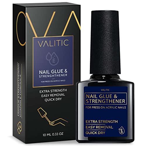 VALITIC Strong Brush-On Nail Glue & Strengthener for Press-On & Acrylic Nails