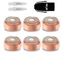 Rose Gold Replacement Heads for Facial Hair Removal Gen 2 - 6 Pack