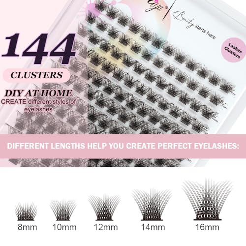 Riya Lash Clusters Kit 144Pcs with Bond & Seal Glue
