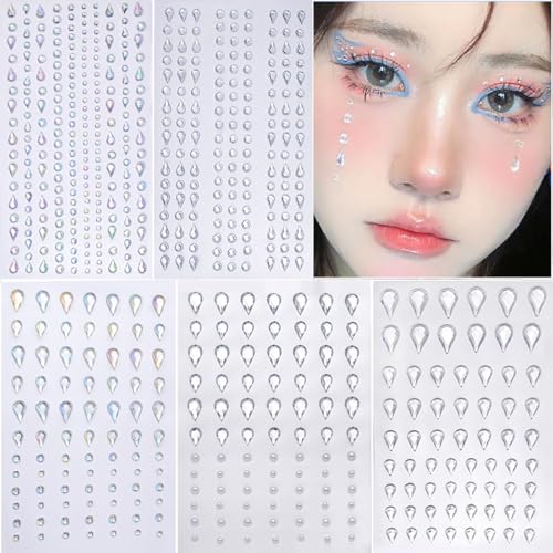 Face Gems Self-Adhesive Rhinestone Stickers - 5 Sheets