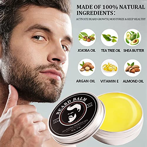 Valentines Gifts for Him, Beard Kit for Men, Beard Growth and Grooming Kit w/Beard Oil Beard Balm Beard Brush Beard Comb Beard Scissors, Christmas Birthday Gifts for Men Husband Grandpa Boyfriend Son