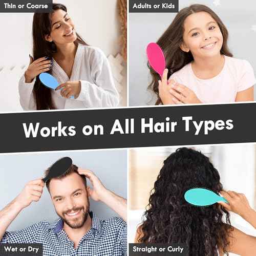 4 Pack Detangling Hair Brush - Air Cushion Detangler Hairbrush with Ultra Soft Bristles for Effortless Tangle Removal For Wet Dry Damaged Curly Fragile Hair for Women Men Boys Girls Adult Kids