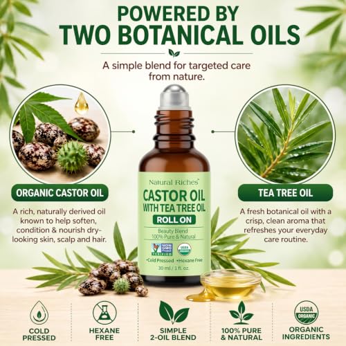 Castor Oil with Tea Tree Oil - Hair & Scalp Care Roller 1oz