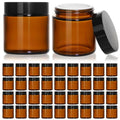 4oz Amber Glass Jars with Black Lids - 36 Pack for Cosmetics