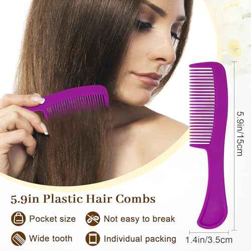 Combs Bulk Individually Wrapped Pocket Travel Hair Combs for Women, Men and Kids, Bulk Comb for Homeless Hotel Shelter Home Charity(purple, raspberry, yellow, blue, Pack of 60)