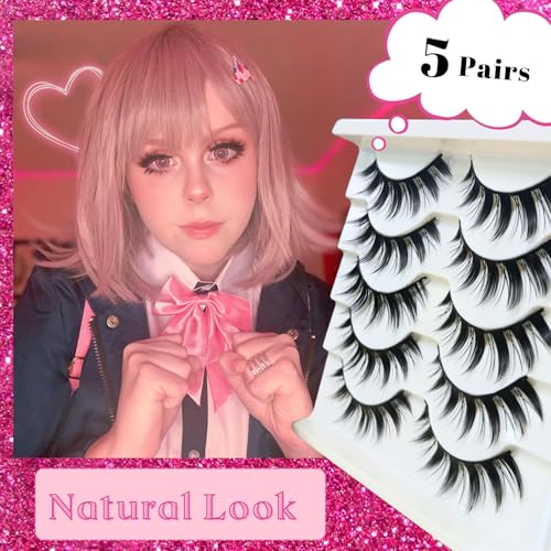 5 Pairs 3D Spiky Anime Cosplay Eyelashes - Synthetic Lashes