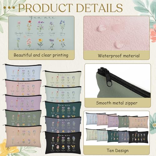Jetec 30 Pcs Christian Gift for Women Bulk Religious Cosmetic Bags Christmas Inspirational Bible Verse Pencil Pouch Makeup Bags with Zipper for Travel Women Mother Church Favors(You Are,Morandi Style)