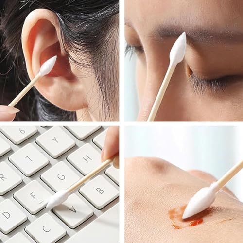 6-Inch Pointed Cotton Swabs with Bamboo Sticks, 200-Pack, Biodegradable Makeup & Cleaning Applicators