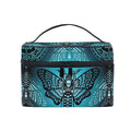 Makeup Bags, Gothic Blue Skull Moth Butterfly Makeup Organizer Bags Toiletry Bag Box Travel Cosmetic Bag Make Up Train Case for Women Teen Girl Ladies