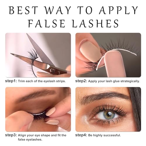 7-Pair Faux Mink False Eyelashes 6D Wispy Cat Eye Lashes 21mm