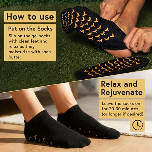 Moisturizing Gel Socks for Men XL - 2 Pairs Spa Socks for Cracked Heels