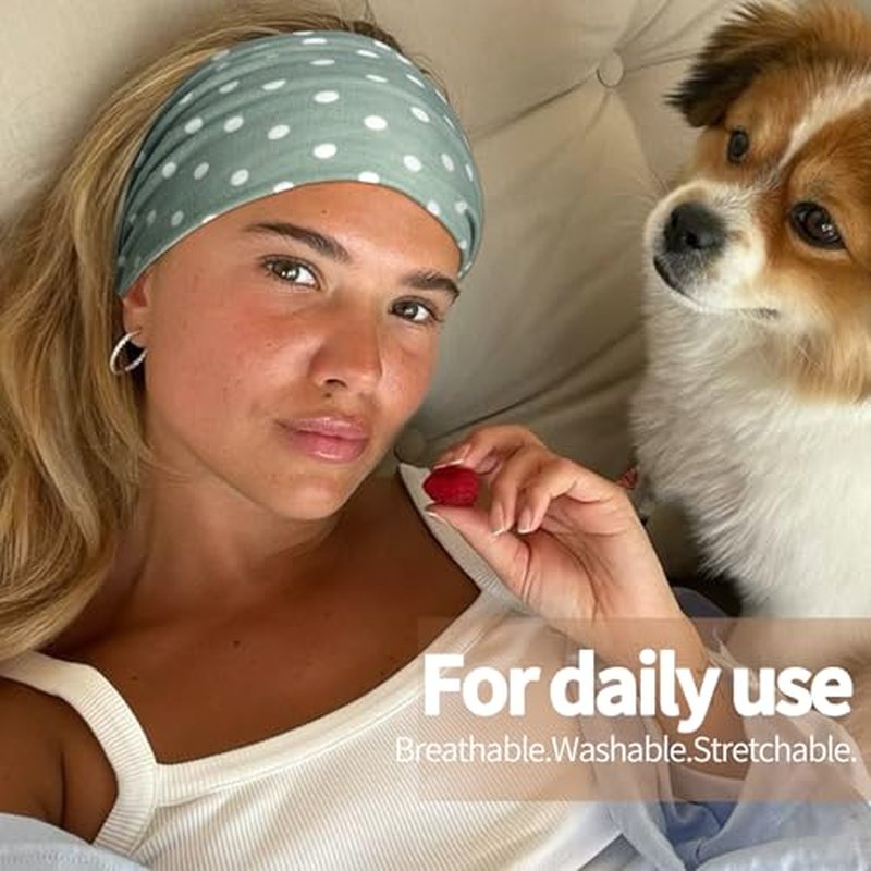 KU Wide Headbands for Women - 6 Pack Soft Elastic Sports & Yoga