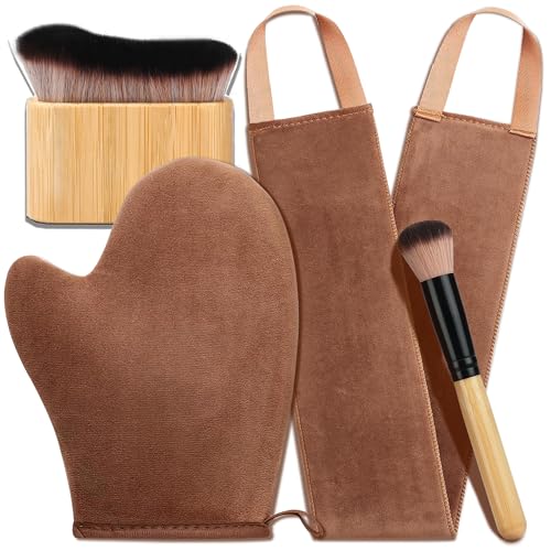 4-in-1 Velvet Self Tanning Mitt Set with Back Applicator