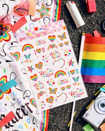 xo, Fetti Pride Rainbow Temporary Tattoos - 60 Pack