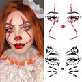 2 Pcs Clown & Cat Face Gem Stickers Rhinestone Makeup