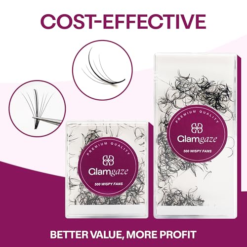 500 Wispy Promade Fans - 5D 7D 9D, C CC D Curl, 0.05-0.07mm Thickness, 9-16mm Length - Wispy Lashes Handmade Premade Lash Fans Loose Spike Premade Fans Eyelash Extensions (5D-0.07-CC 12mm)