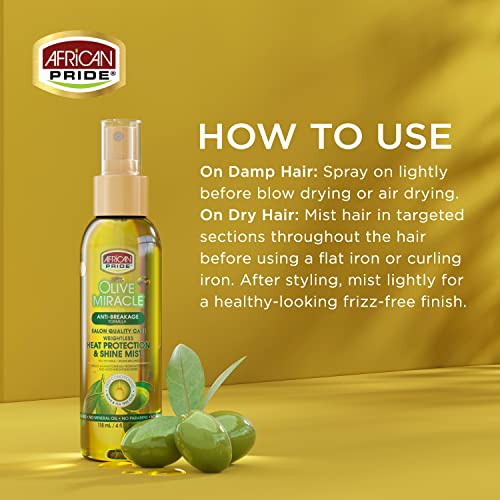African Pride Olive Miracle Heat Protection & Shine Mist - 4 oz - Single