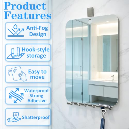 Fogless Shower Mirror with Razor Holders - 2 Pack, 10" x 8"