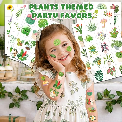 96 PCS Plant Temporary Tattoos for Kids | Waterproof Nature Party Favors